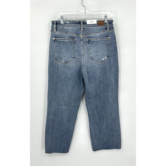 NEW JUDY BLUE CELESTE jeans high rise wide leg distressed crop blue denim 11/30 - Picture 5 of 8